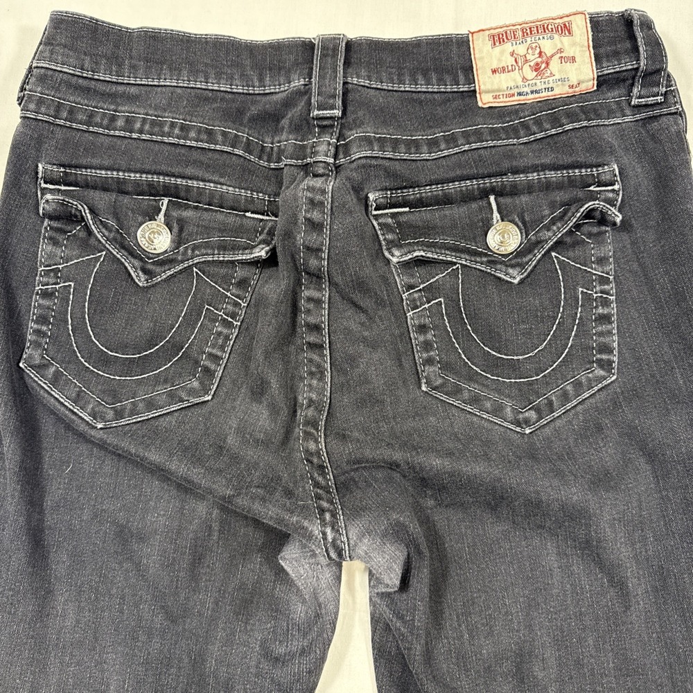 JEANS SKINNY True Religion Women's 32 High-Waisted Stretch BLACK Denim (USA)